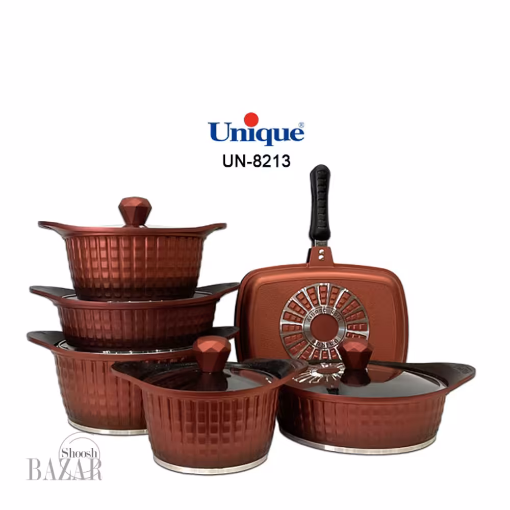 سرویس قابلمه 12 پارچه نگینی قرمز یونیک 8213