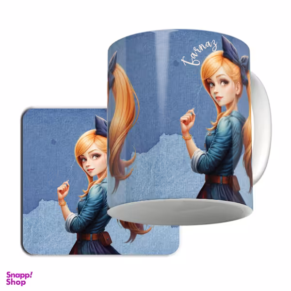 ماگ لاژید مدل اسم فرناز کد Cute به همراه زیر لیوانی