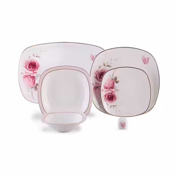 سرویس چینی زرین 6 نفره غذاخوری رزفلاور کواترو (27 پارچه)