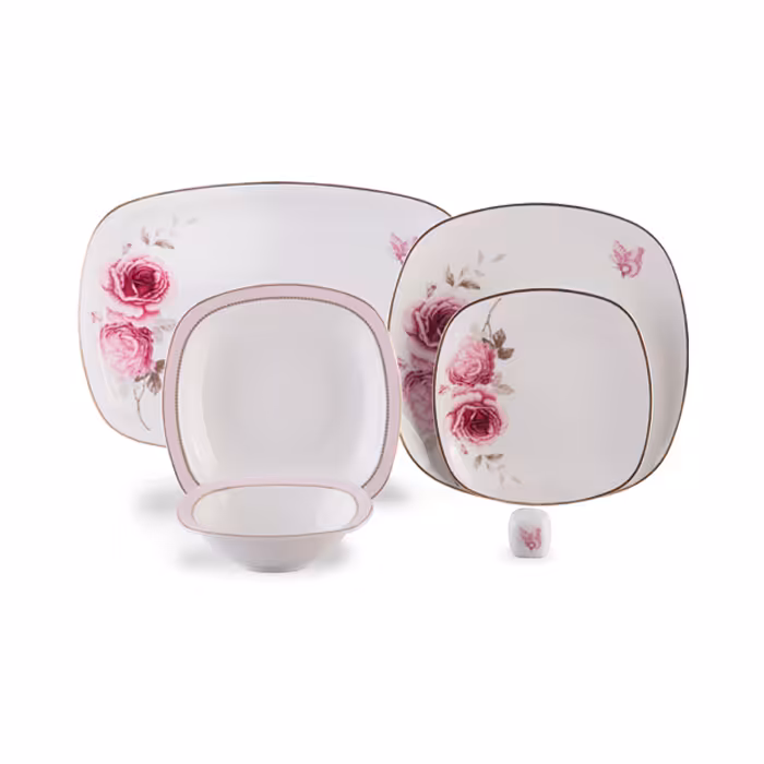 سرویس چینی زرین 6 نفره غذاخوری رزفلاور کواترو (27 پارچه)