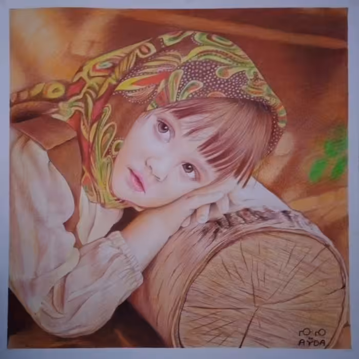 سفارش نقاشی طراحی چهره مدادرنگی اندازه A3