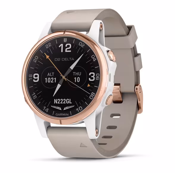 ساعت هوشمند گارمین مدل D2 Delta S Aviator با بند چرم بژ