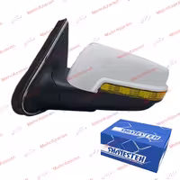 آینه برقی سوکت قدیم پژو پارس با طلق لیمویی و قاب سفید برند SHAYESTEH سمت  راننده 

