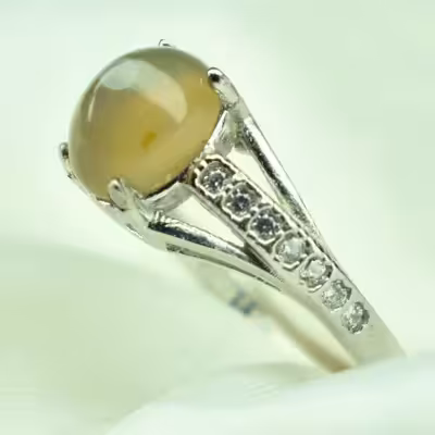 انگشتر نقره زنانه باباقوری سنگ معدنی عقیق باباغوری چشم نظر عیار 925 آقابزرگ