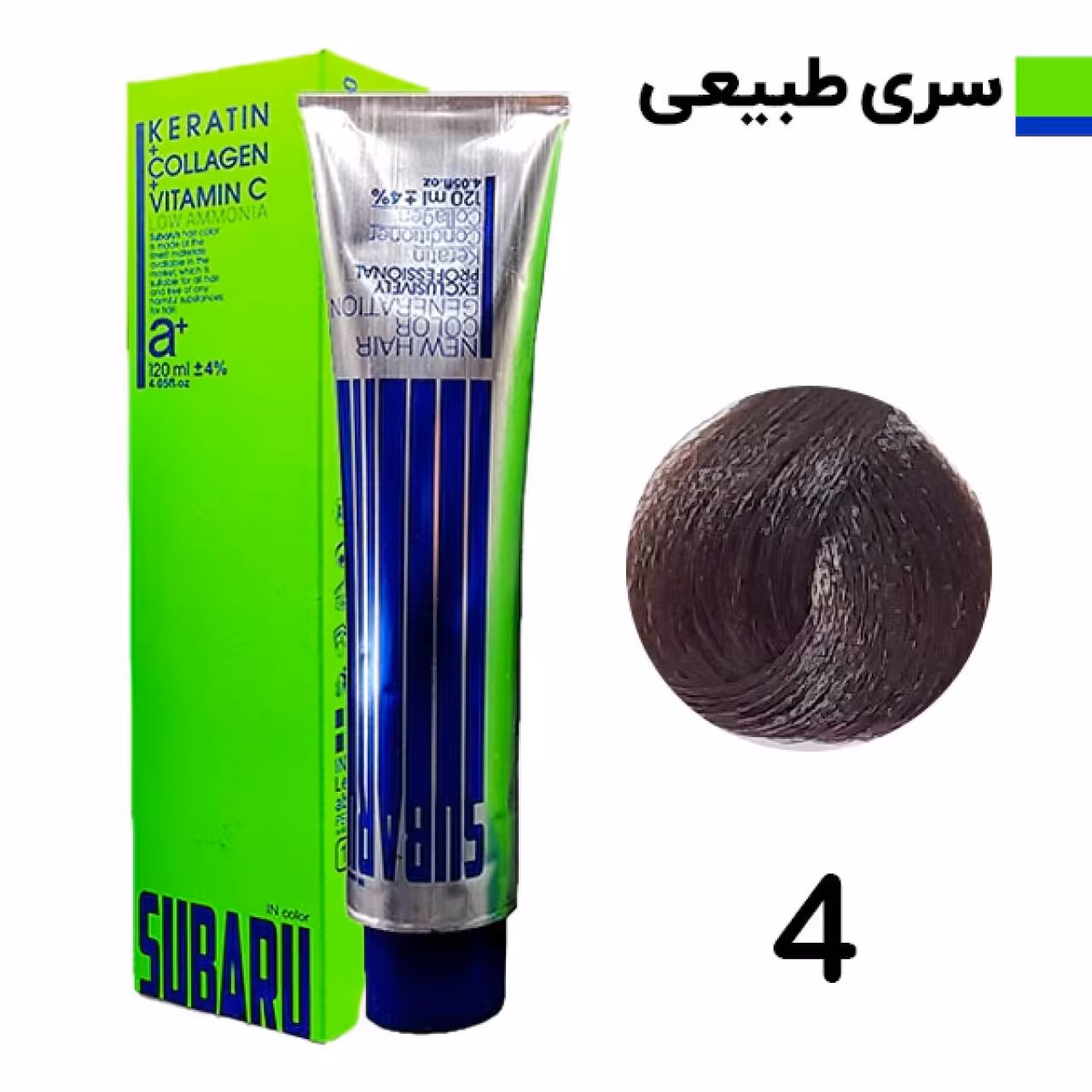 رنگ مو سوبارو شماره 4حجم 120 میلی لیتر رنگ قهوه ای متوسط