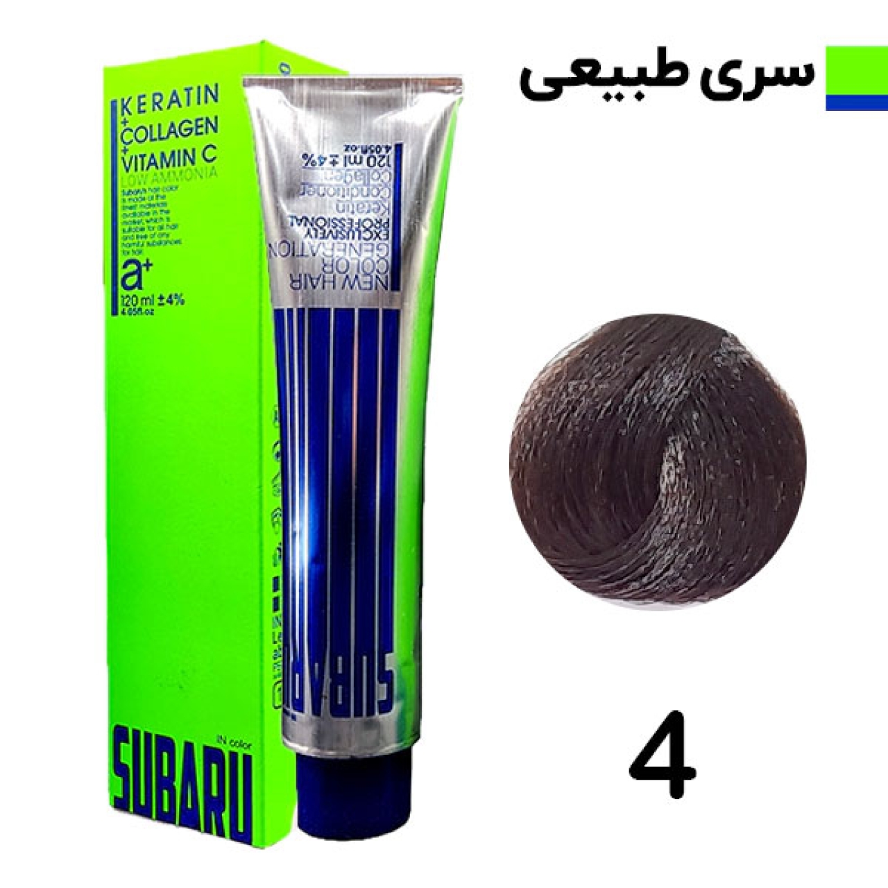 رنگ مو سوبارو شماره 4حجم 120 میلی لیتر رنگ قهوه ای متوسط