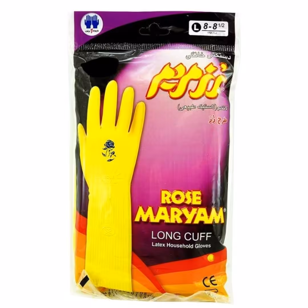 دستکش خانگی رز مریم ساق کوتاه سایز  لارج 