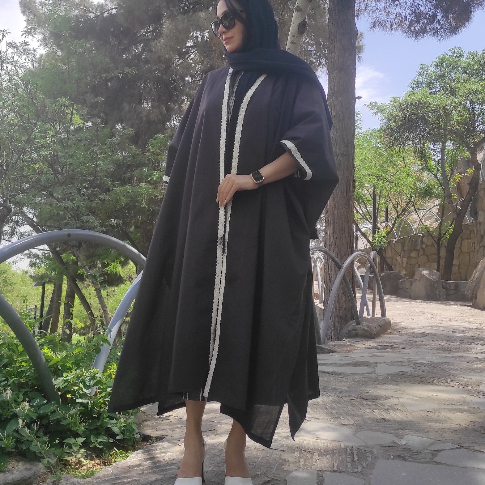 مانتو مزونی بلند رنگ دودی کالکشن 1402  
