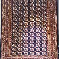 فرش پاتریس  فرش گلیم عشایری  400شانه طرح ترکمن سرمه ای سایز 6متری