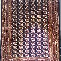 فرش پاتریس  فرش گلیم عشایری  400شانه طرح ترکمن سرمه ای سایز 6متری
