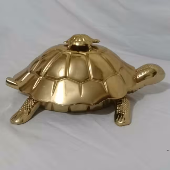 جا شکلاتی لاکپشت تزئینی زیبا طلایی رنگ در سایزهای مختلف