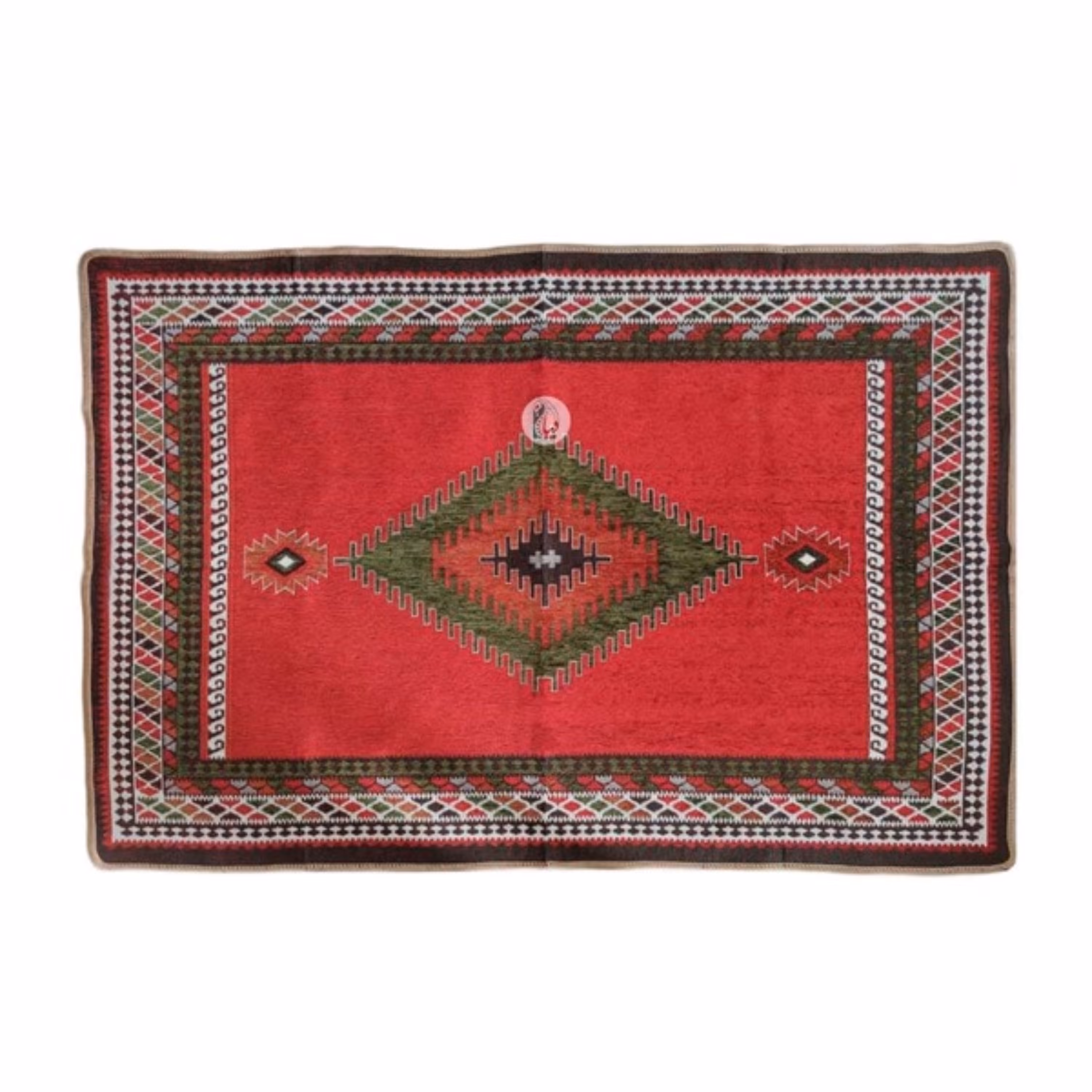 روفرشی مخمل دوشانل طرح بختیاری سبز - 1.5 متری