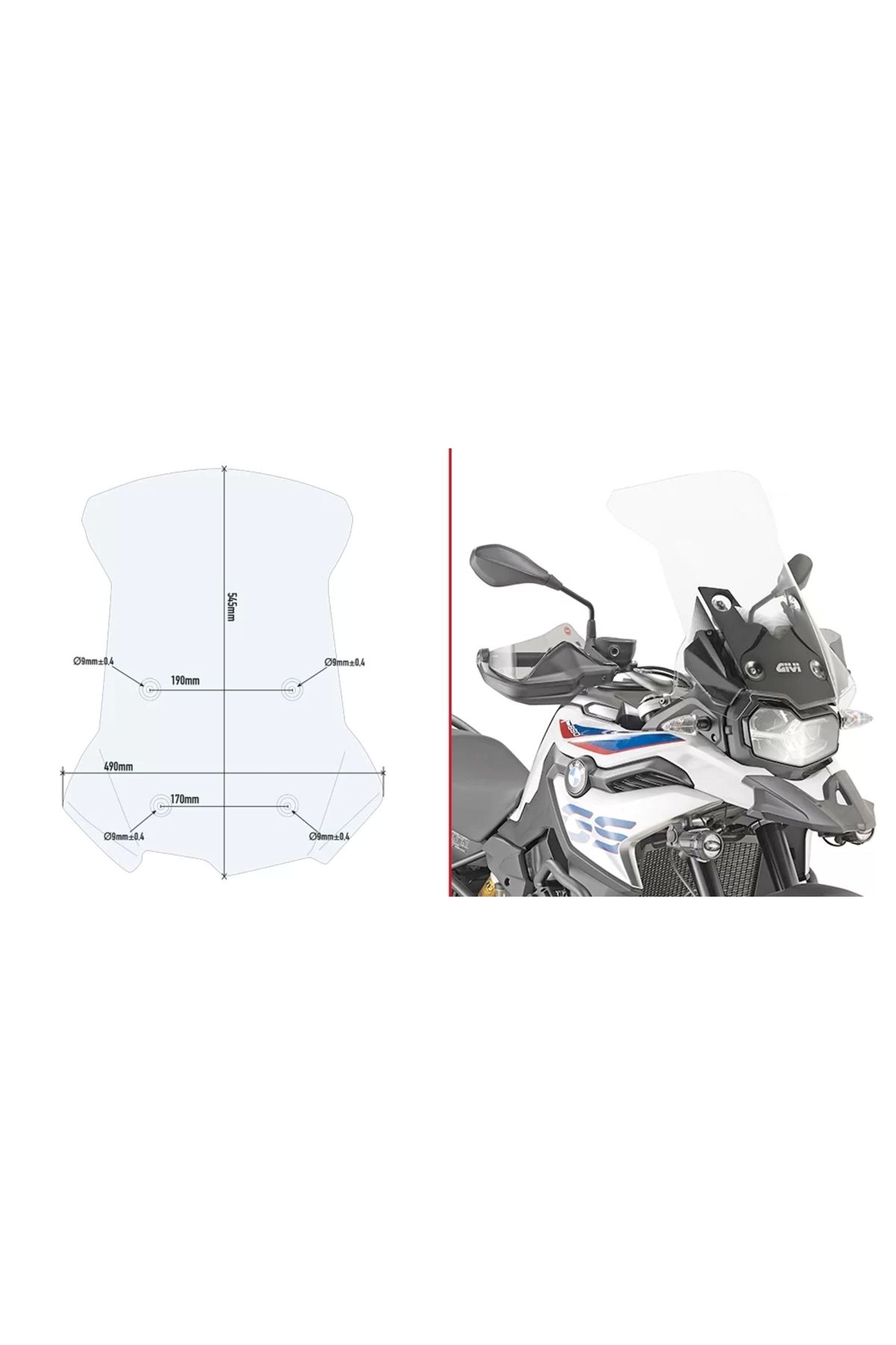 شیشه جلو موتورسیکلت D5127ST BMW F 750 GS 850 ​​GS 18 19 پوشش باد Givi