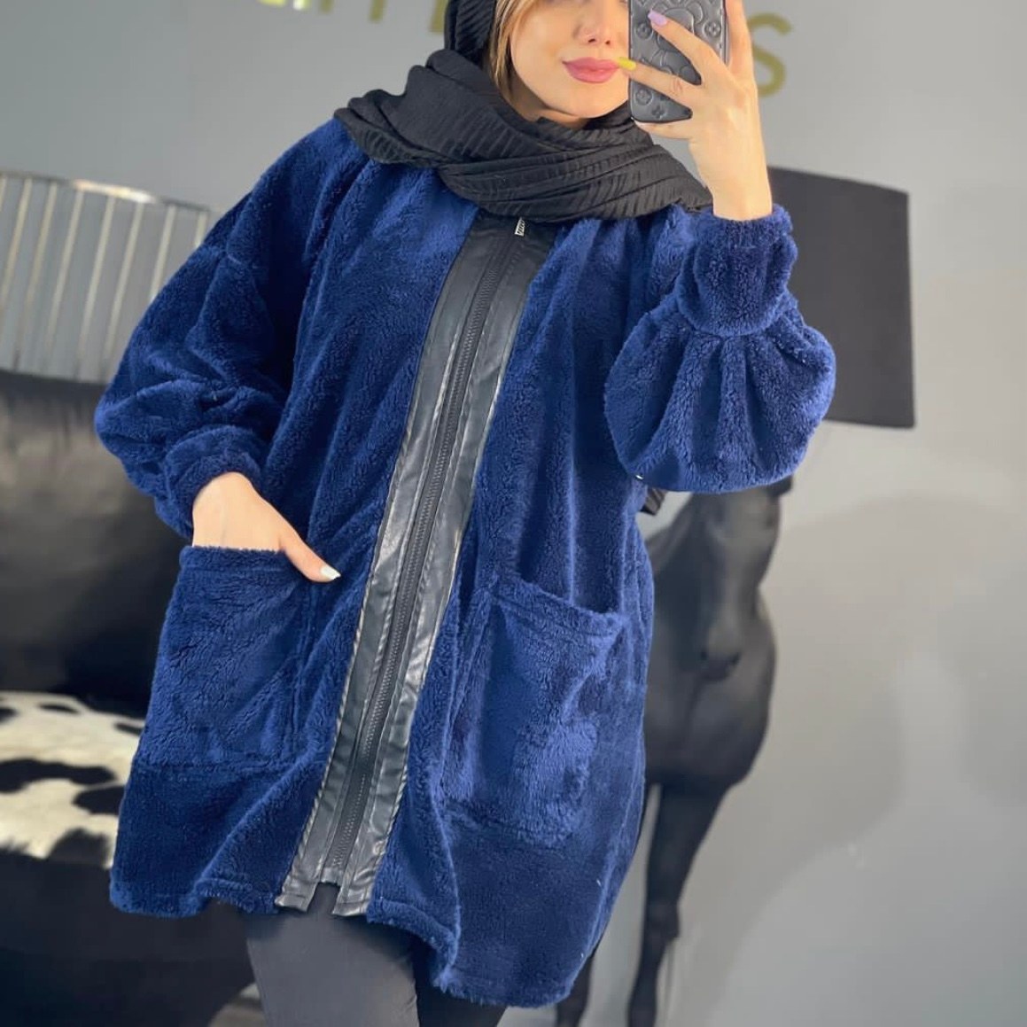 مانتو -تونیک تدی جلو چرم-ارسال رایگان