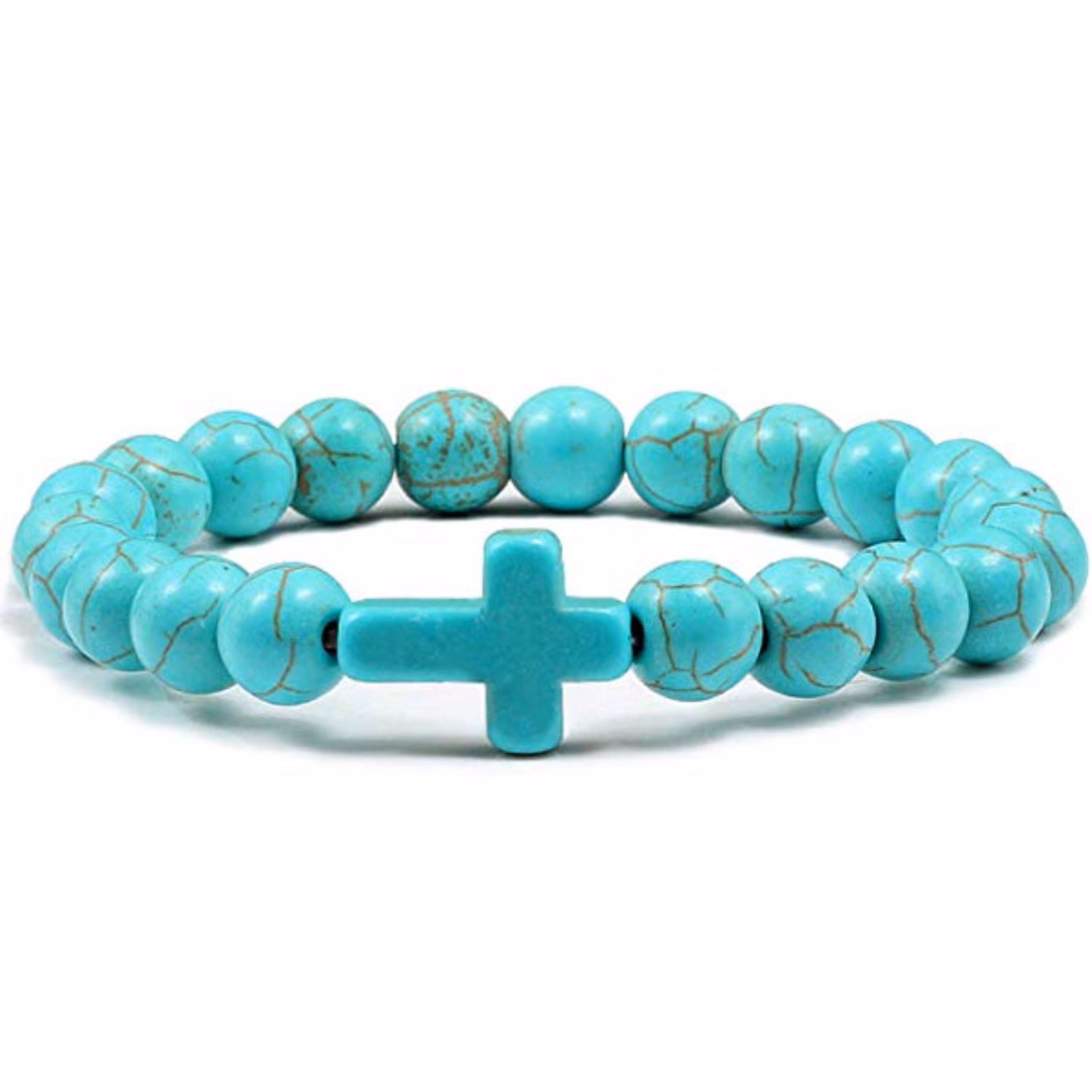 دستبند طرح صلیب رنگ فیروزه ای