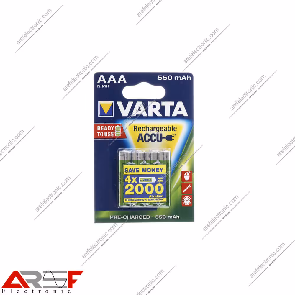 باتری نیم قلمی 4 تایی قابل شارژ 550mAh وارتا - فروشگاه عارف الکترونیک