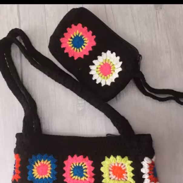 کیف پول بافتنی قلاب بافی