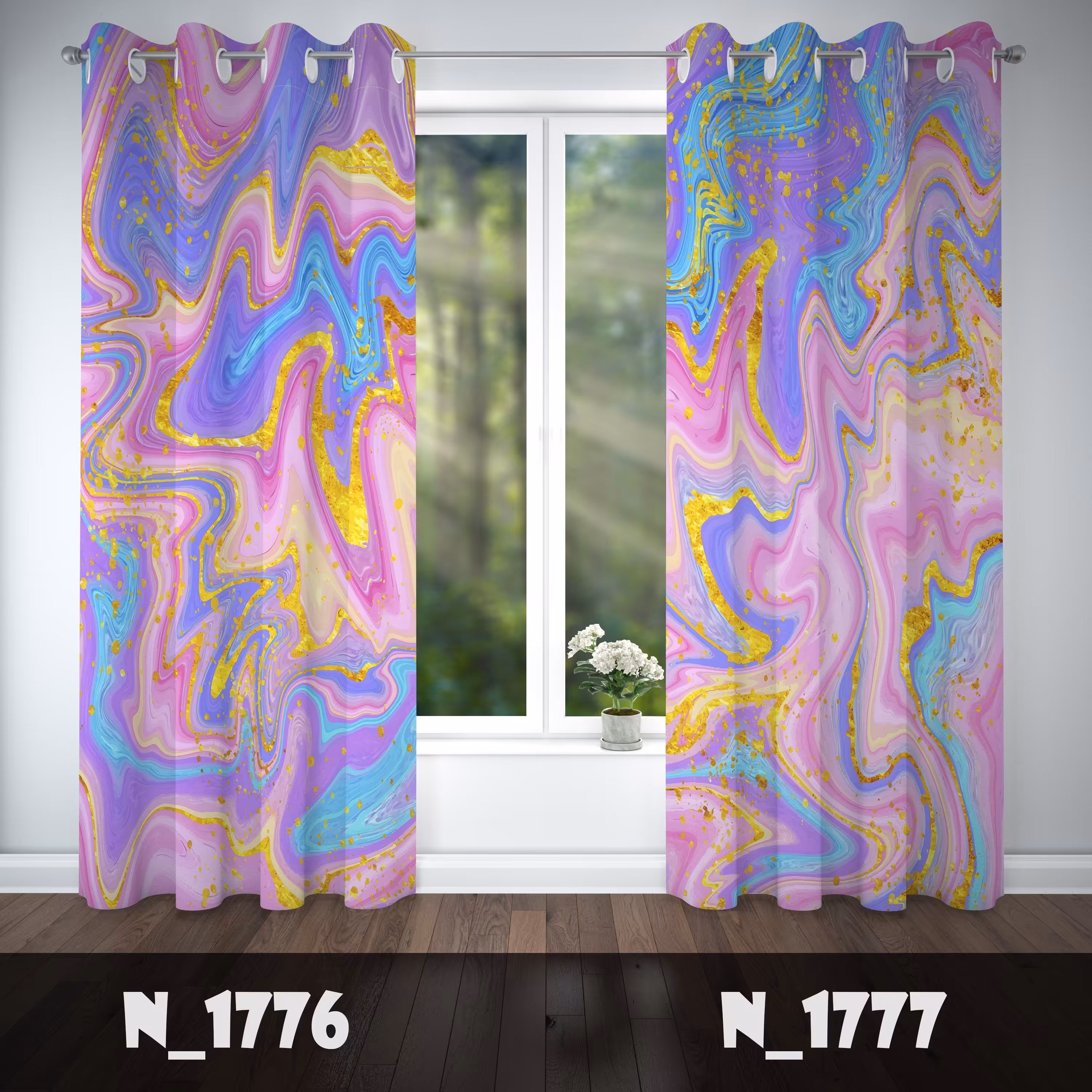 پرده چاپی پانچی طرح ماربل رنگی