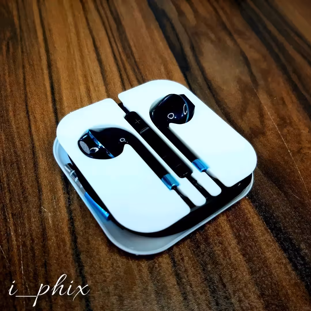 هندزفری طرح آیفون متالیک (مشکی_آبی براق)