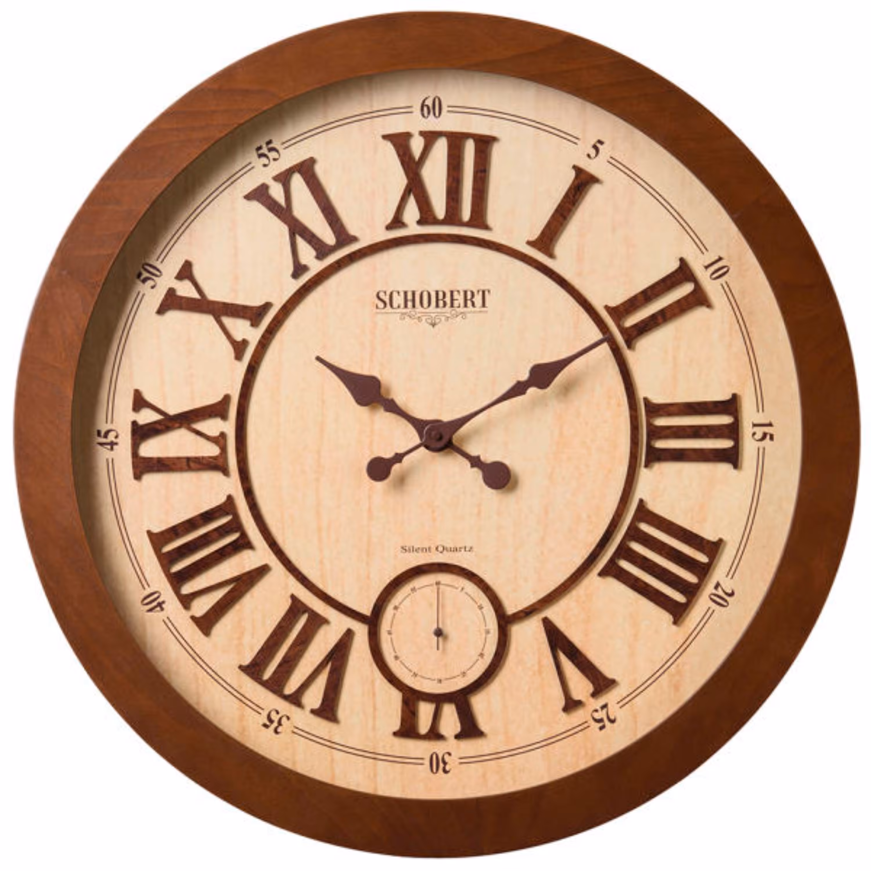ساعت دیواری چوبی شوبرت کد 6101 اندازه 60 سانت