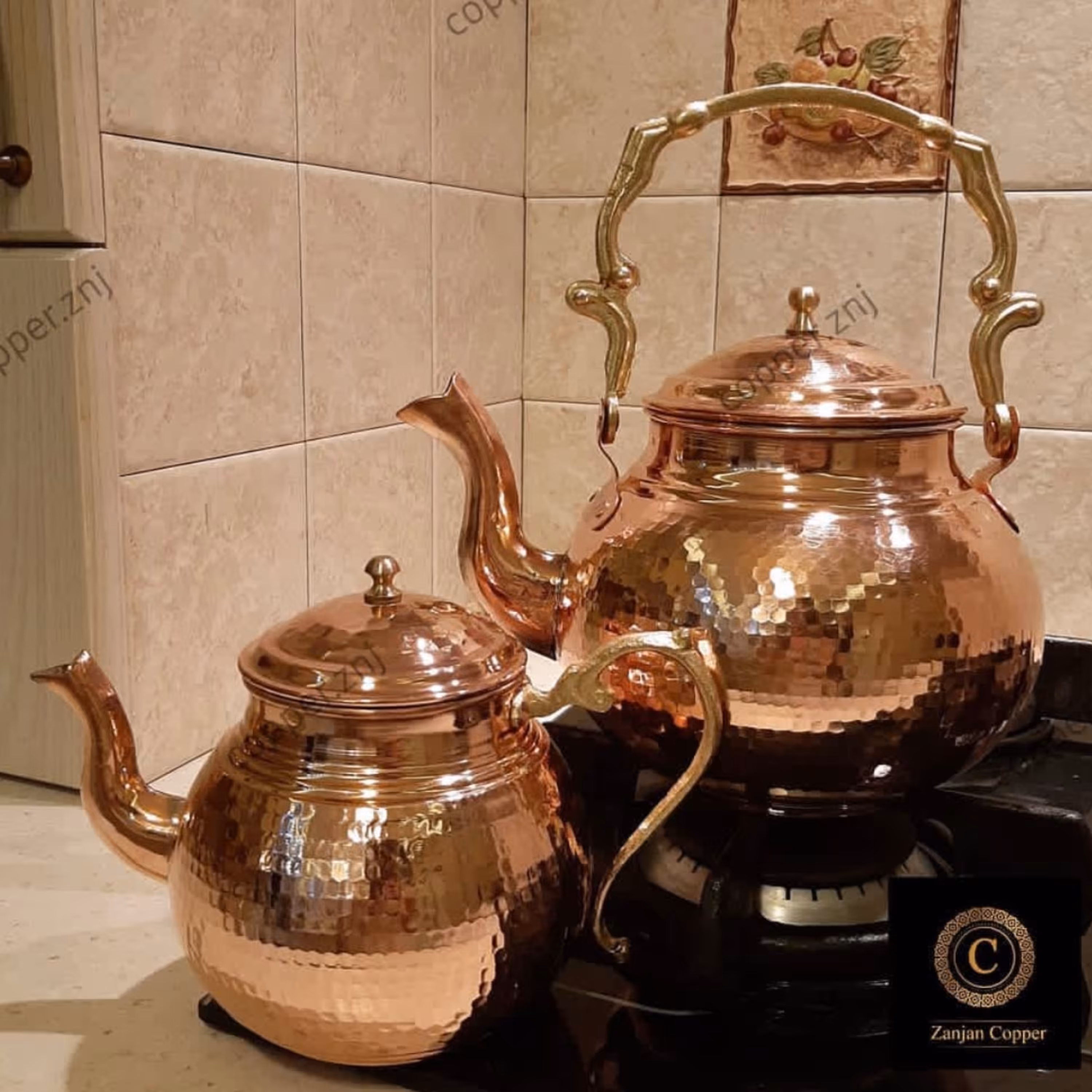 قوری مسی و کتری مسی 2لیتری