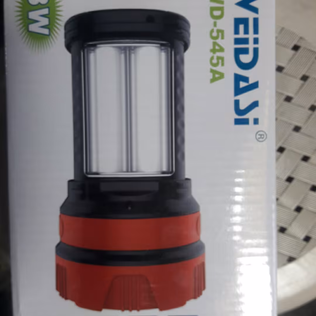 چراغ قوه دوکاره ویداسی کد 545 تک رنگنور مستقیم وبغل مهتابی قابل شارژ دربسته بندی