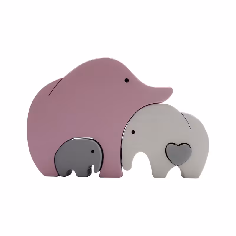 اسباب بازی چوبی طرح پازل فیل قلبی مدل MKT11E مجموعه 4 عددی