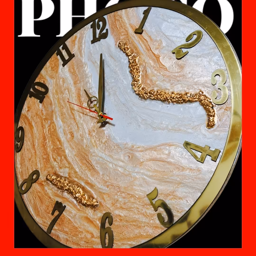 ساعت دیواری رزینی طرح ژئود سایز50