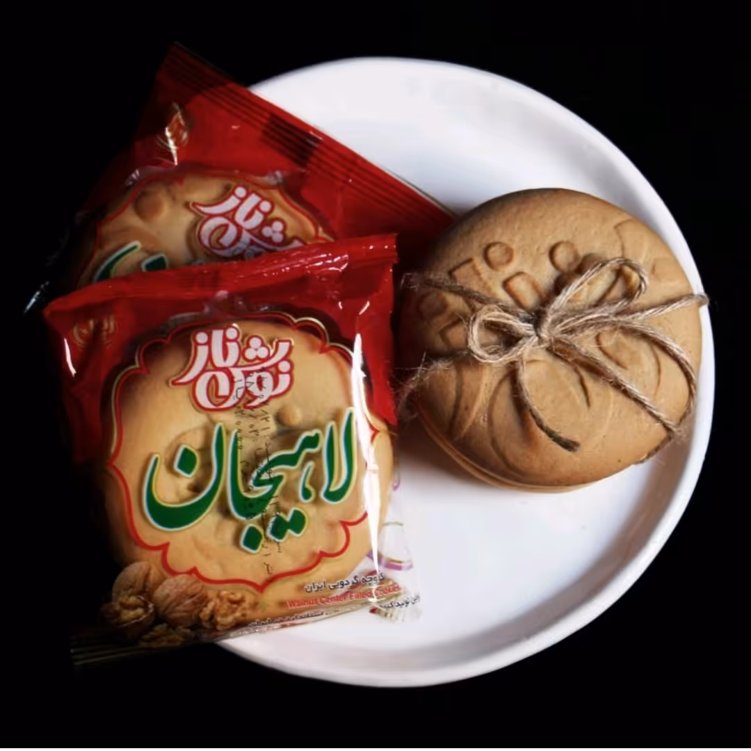 کلوچه نوش ناز لاهیجان در بسته های 40عددی (20بسته دوتایی) با طعم نارگیلی