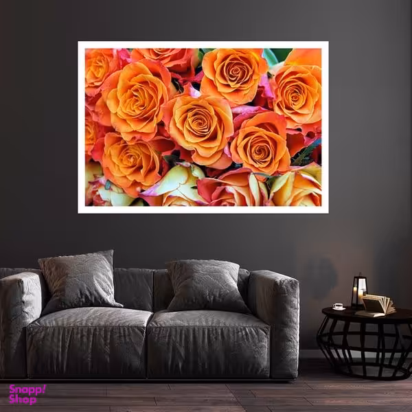 تابلو بکلیت طرح گل رز مدل قاب شاسی W-s8692