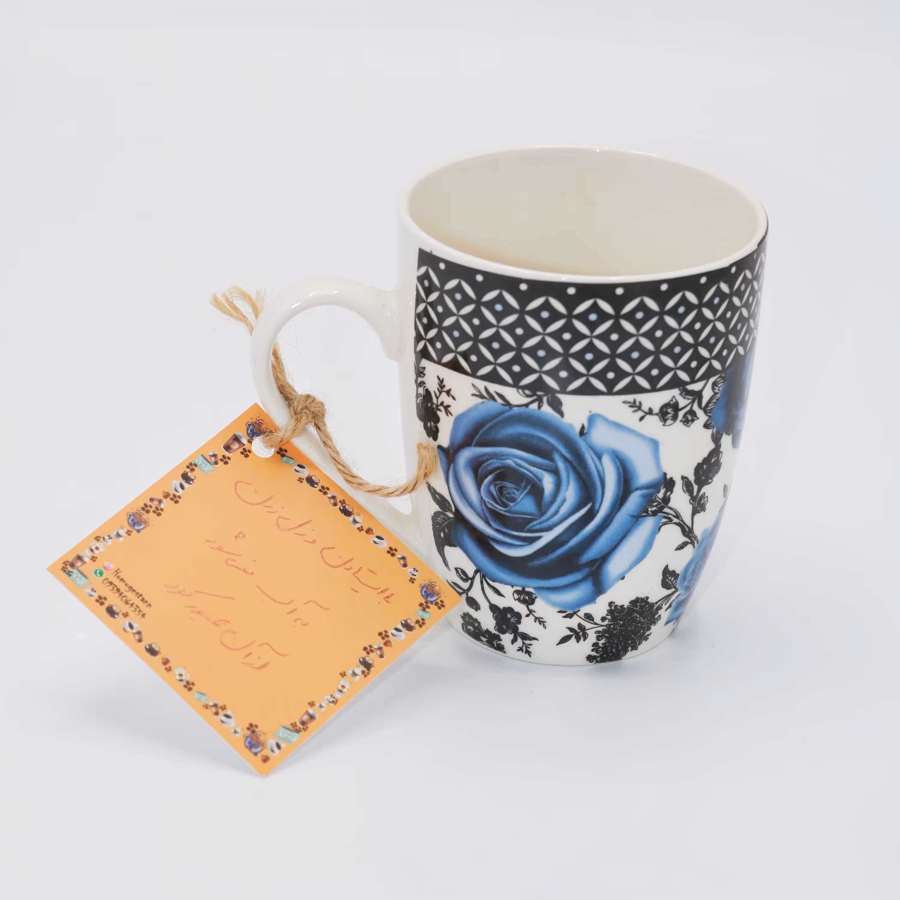 لیوان سرامیکی طرح (گل رز آبی)