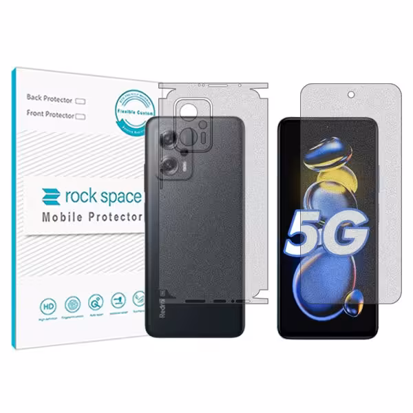 گلس صفحه نمایش و پشت گوشی شیائومی Redmi Note 11T Pro مدل نانو هیدروژل گیمینگ برند راک اسپیس کد MS