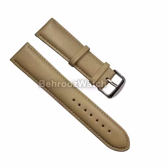 بند ساعت  مردانه چرم ژنو ساده خاکی سایز 24