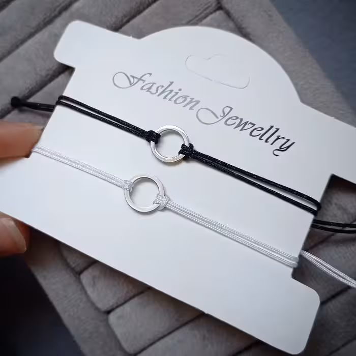 ست دستبند کاپلی مدل دایره استیل 