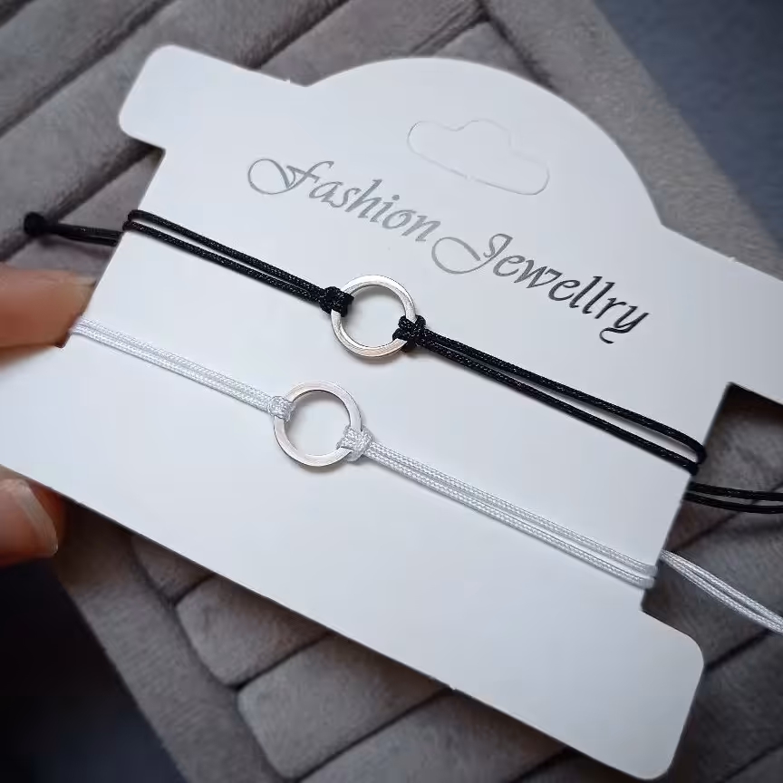 ست دستبند کاپلی مدل دایره استیل 