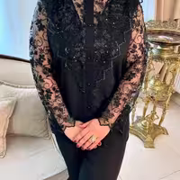 شومیز پینار پارچه کرپ و گیپور پولکی