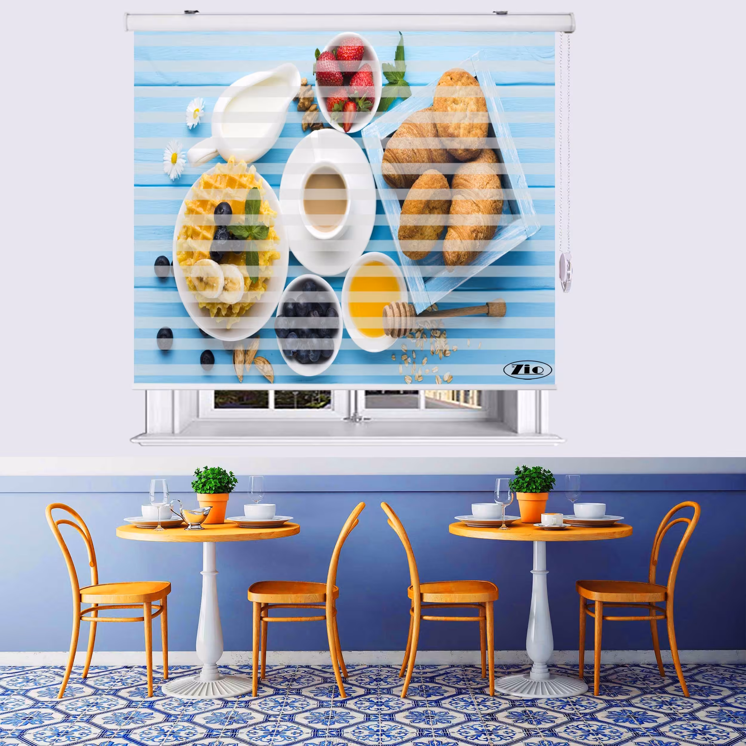 پرده زبرا زیو مدل صبحانه B2سایز 150x150 سانتی متر