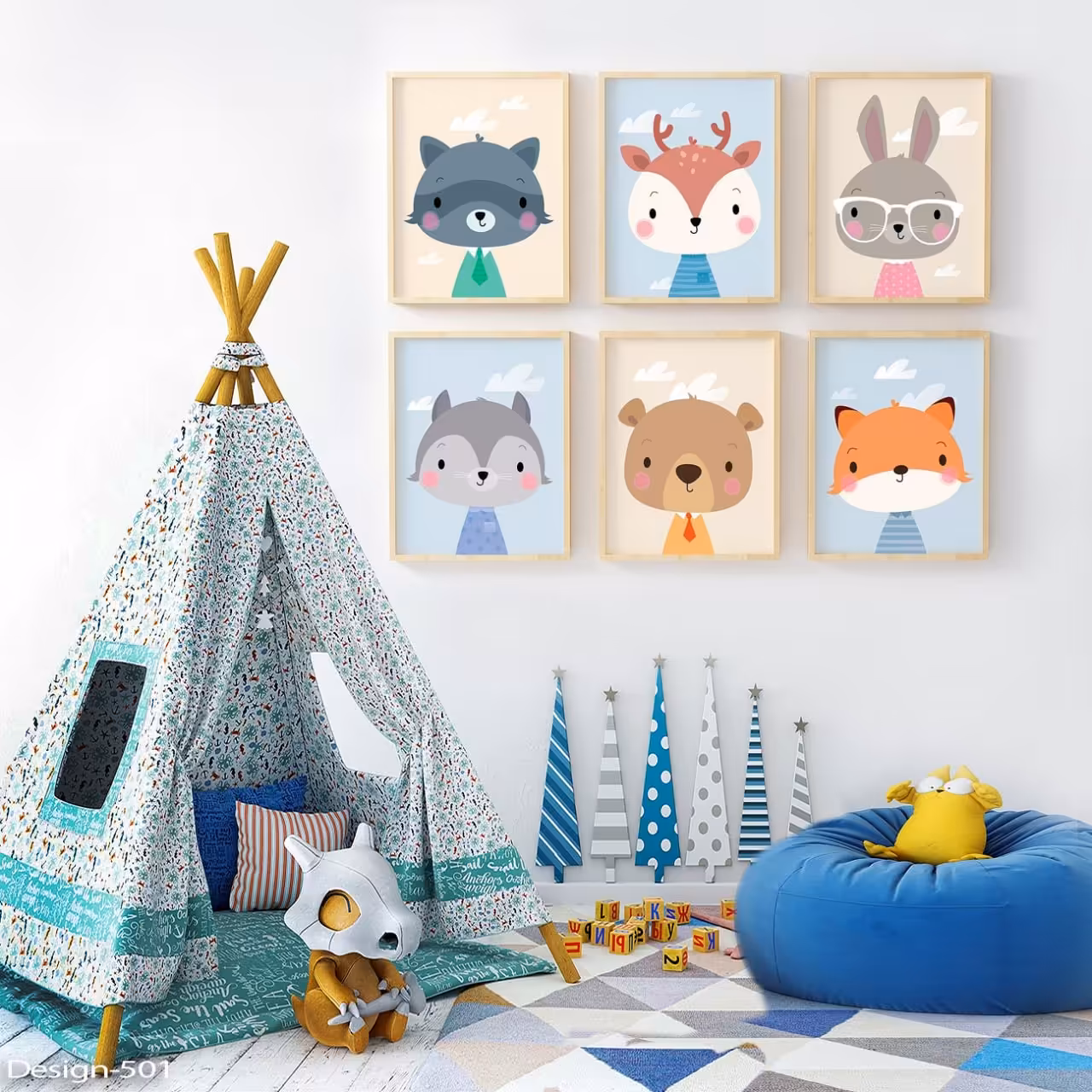 تابلو اتاق کودک (حیوانات با مزه  15در21)