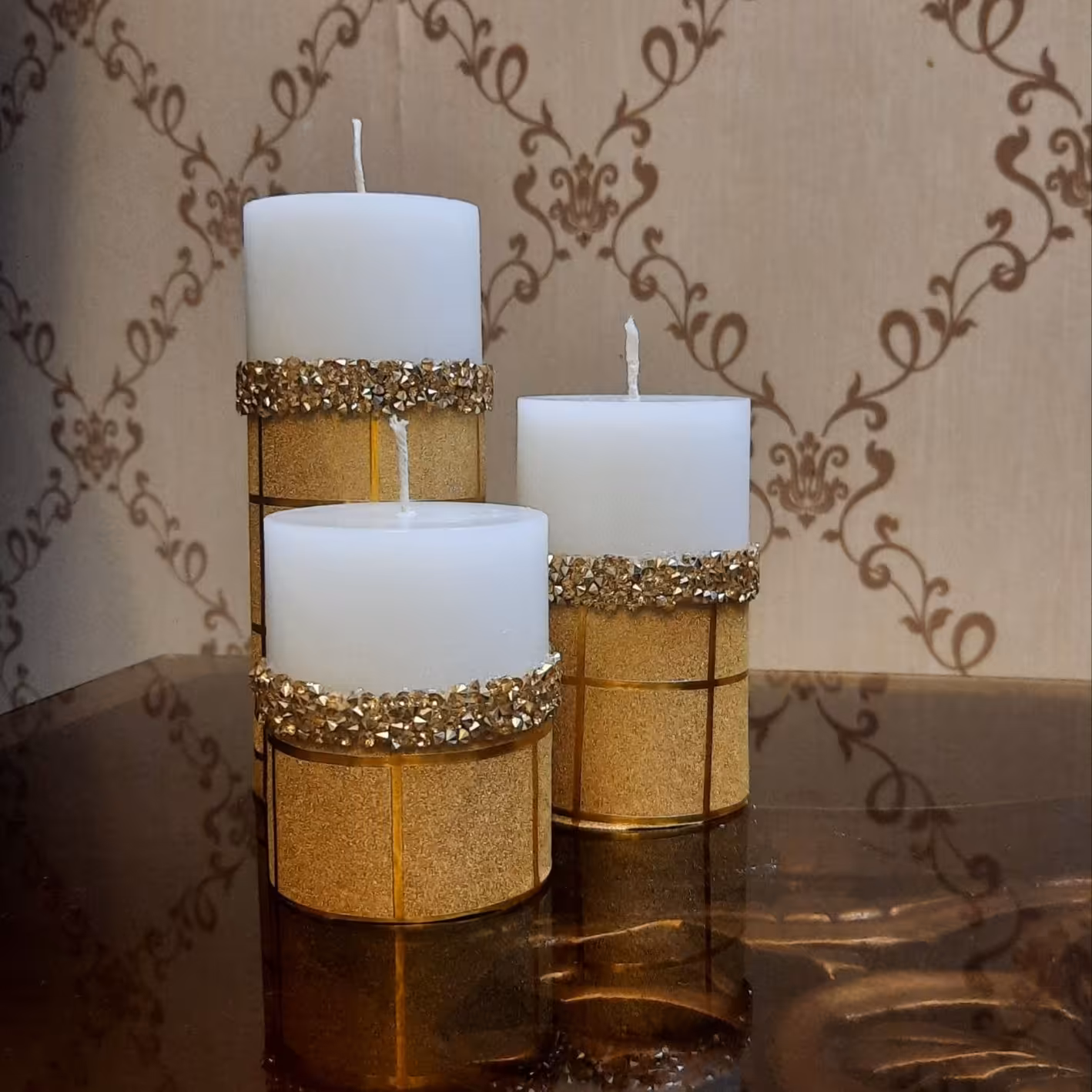 شمع طلایی ست سه تایی