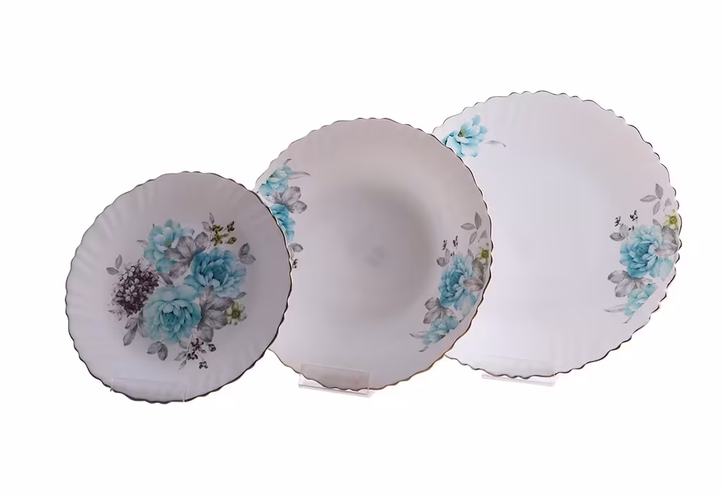 سرویس 6نفره اوپال مقصود طرح  مهسان فیروزه ای لب طلا