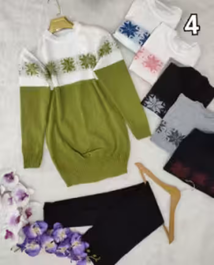 ست پاییزه بلوز شلوار بافت