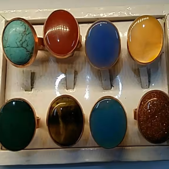 انگشتر دست ساز مس و سنگ 