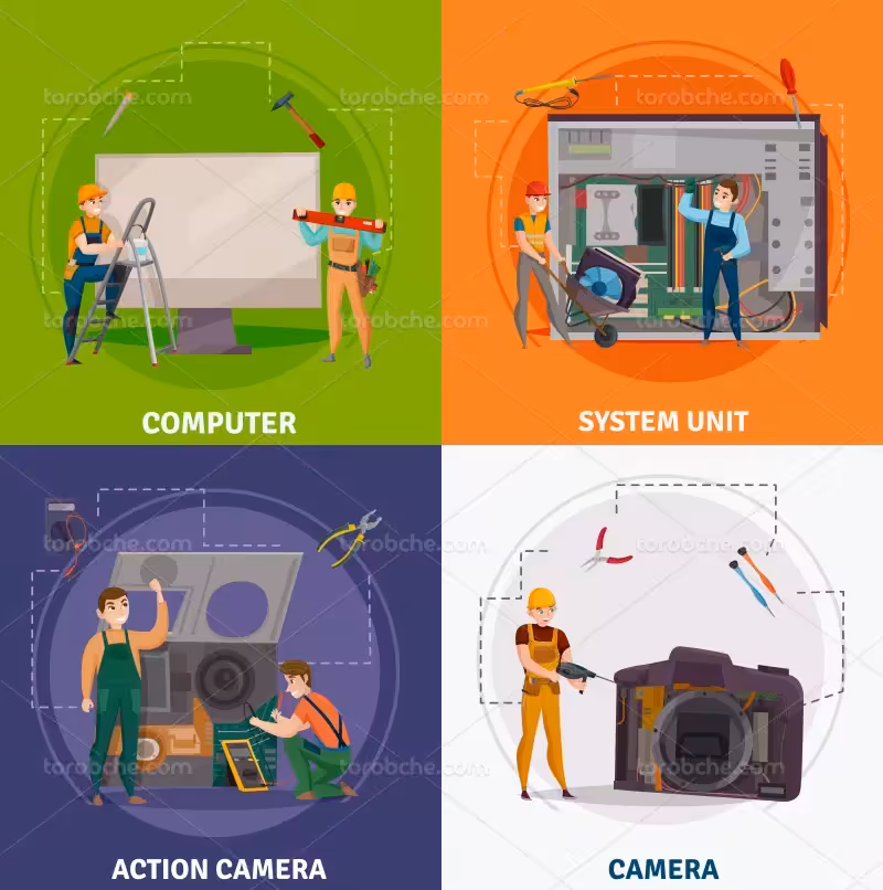 وکتور تعمیرات سخت افزاری | گرافیک با طعم تربچه