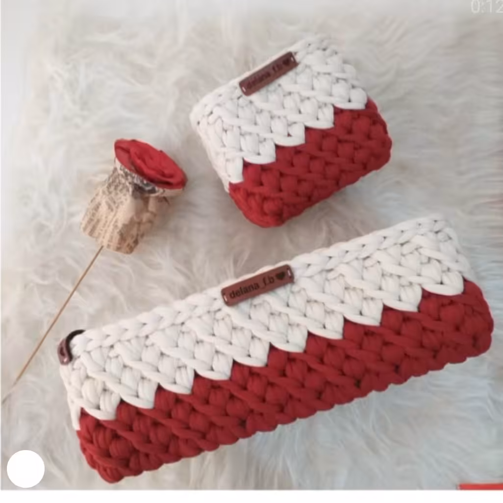 ست دوتکه باکس تریکویی نظم دهنده میز ارایشی