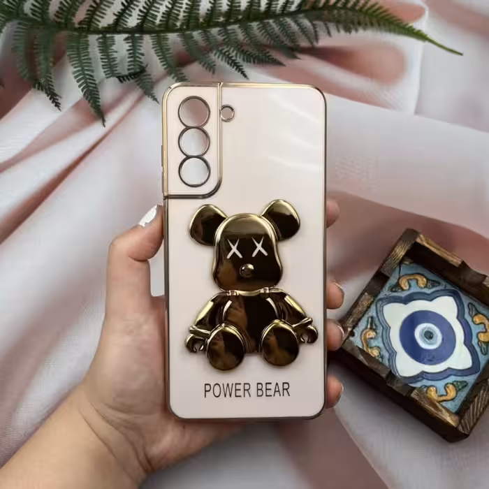 قاب گوشی Galaxy S21 FE سامسونگ خرس تدی طلایی محافظ لنز دار  پاپ سوکتی کد 10445