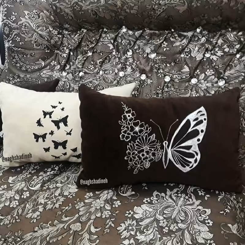 کاور کوسن مخمل نقاشی شده