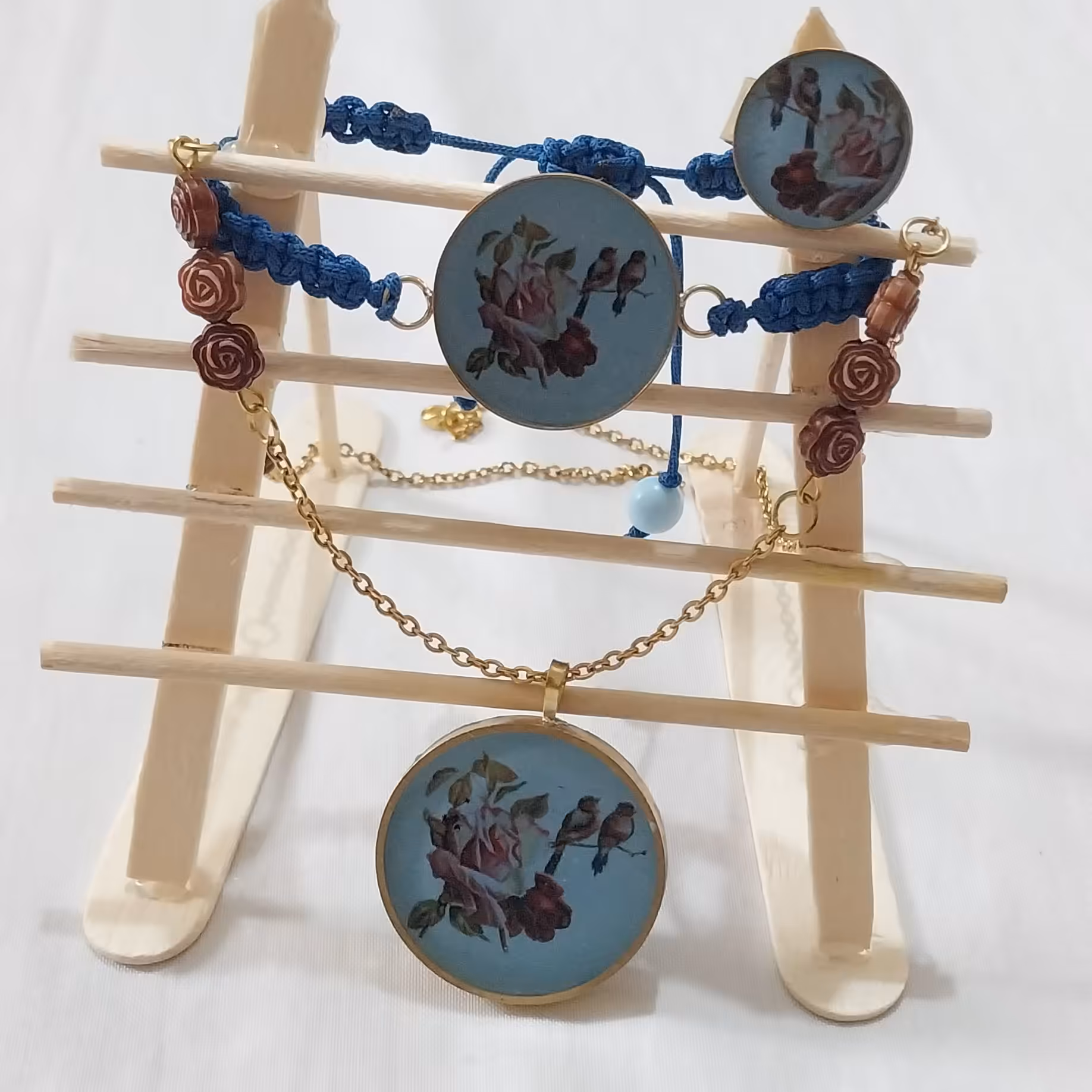 ست زیورآلات طرح گل و مرغ