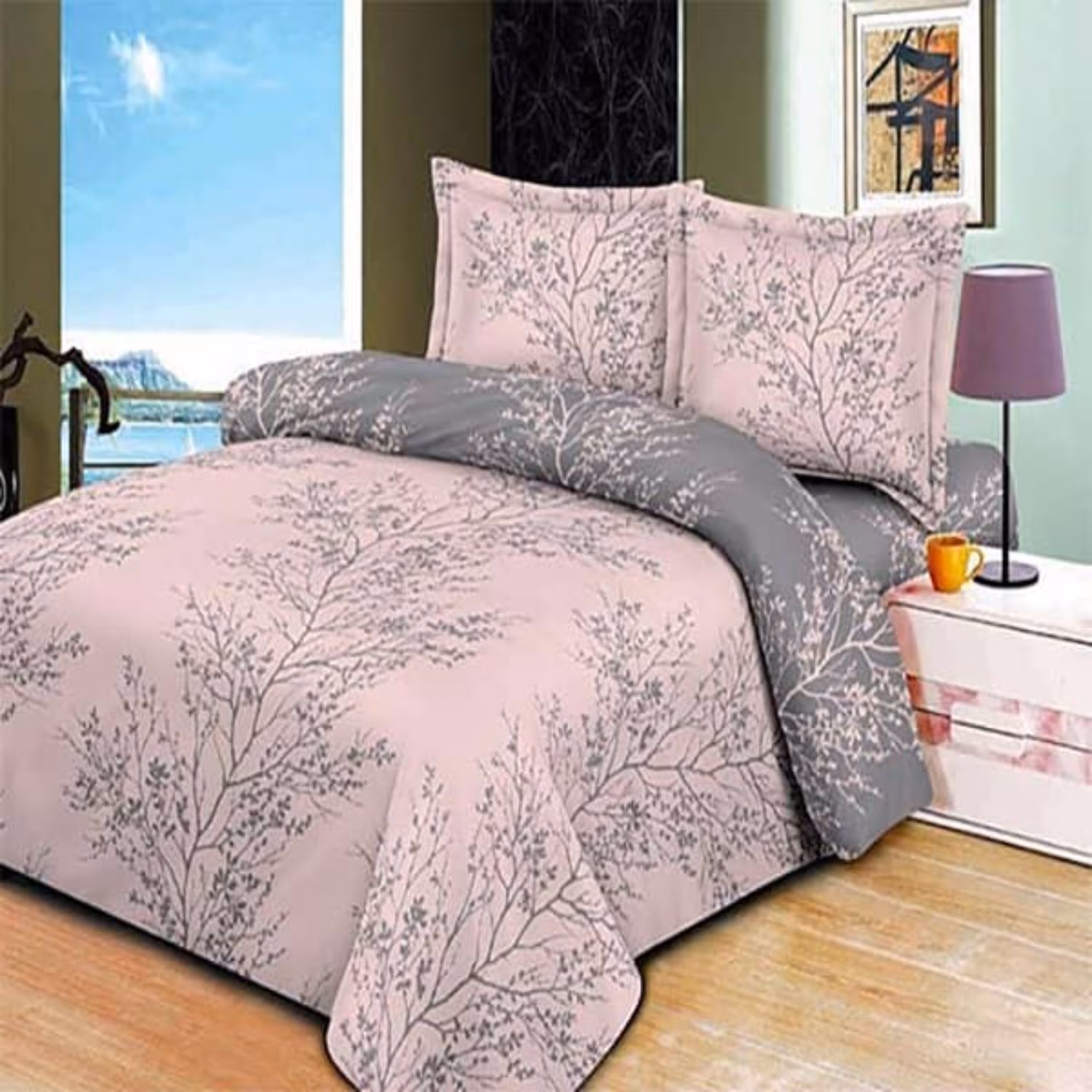 روتختی دونفره کتان شش تکه طرح بهار