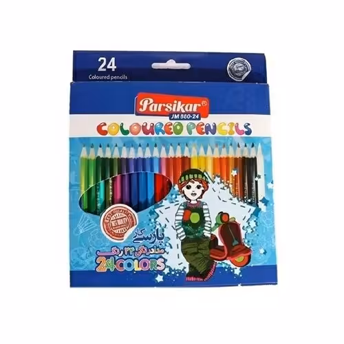 مداد رنگی 24 رنگ جعبه مقوایی پارسی کار