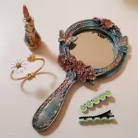 آیینه دستی پتینه دایره ای از جنس پلی استر  در رنگهای مختلف به سلیقه شما